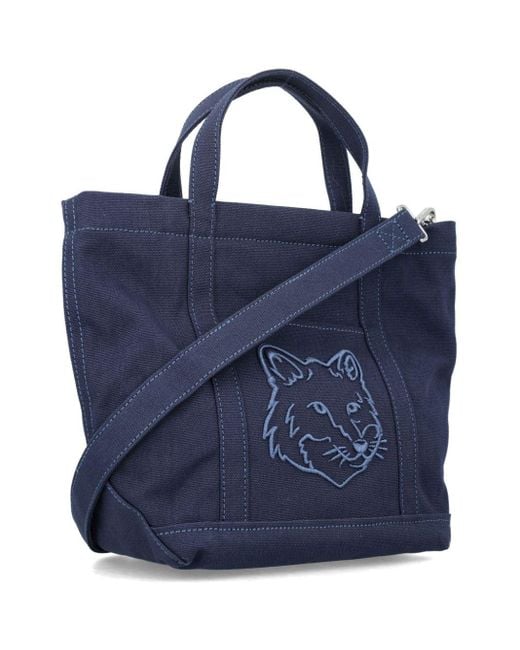 Maison Kitsuné Blue Small Fox Head Tote Bag