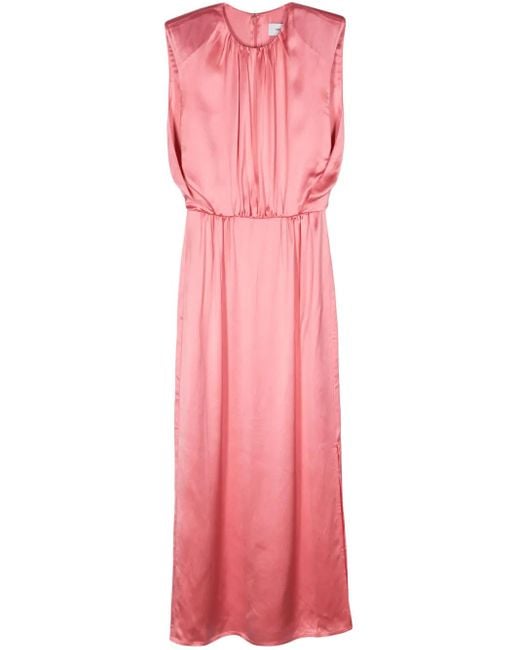 Yves Salomon Pink Pleat-Detail Satin Dress