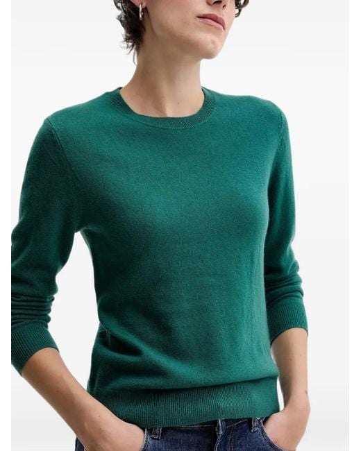 Benetton Green Crew-Neck Ribbed-Trim Sweater