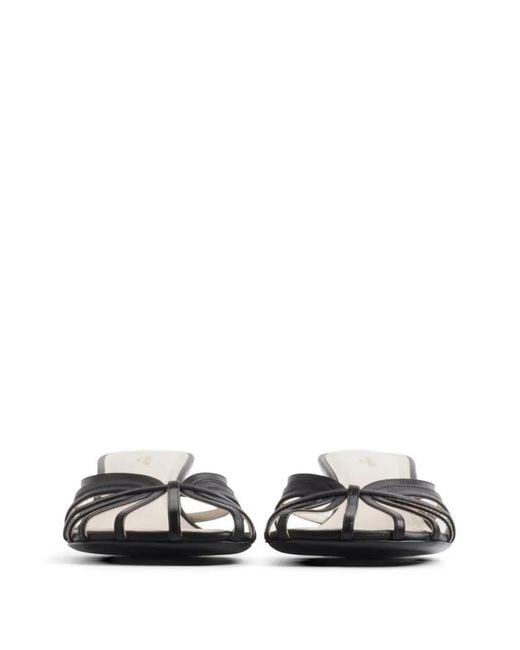 Mugler White Knot-Detail Mules