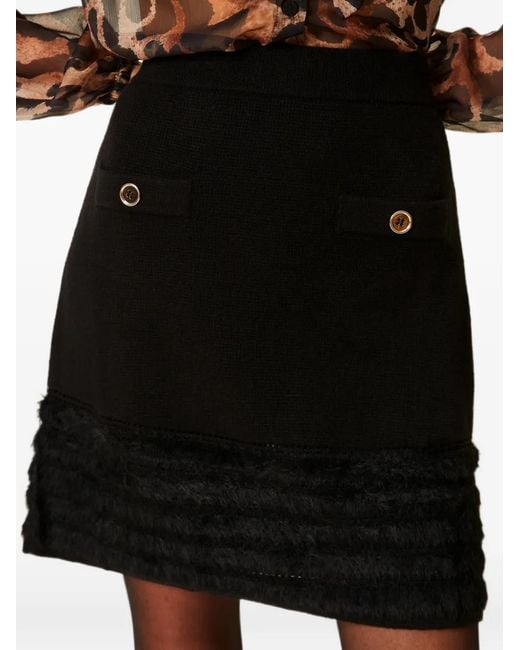 Twinset Black Knit Skirt With-Tone Buttons