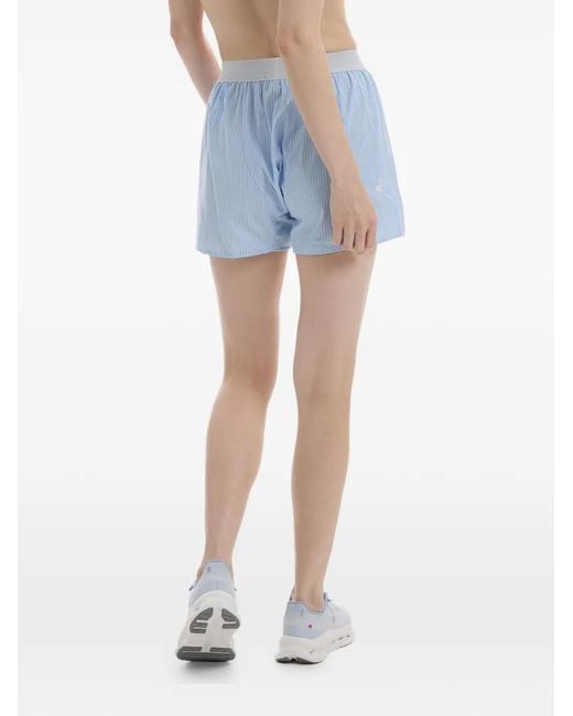Carne Bollente Blue Stripe-Pattern Embroidered Shorts