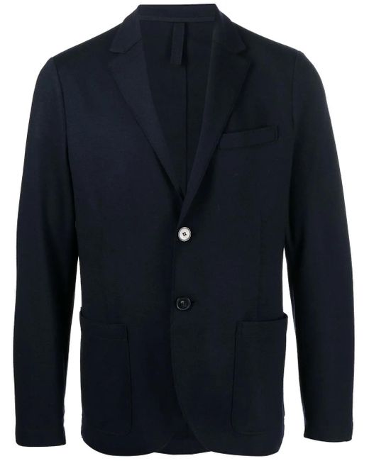 Harris Wharf London Blue Virgin-Wool Single-Breasted Blazer for men