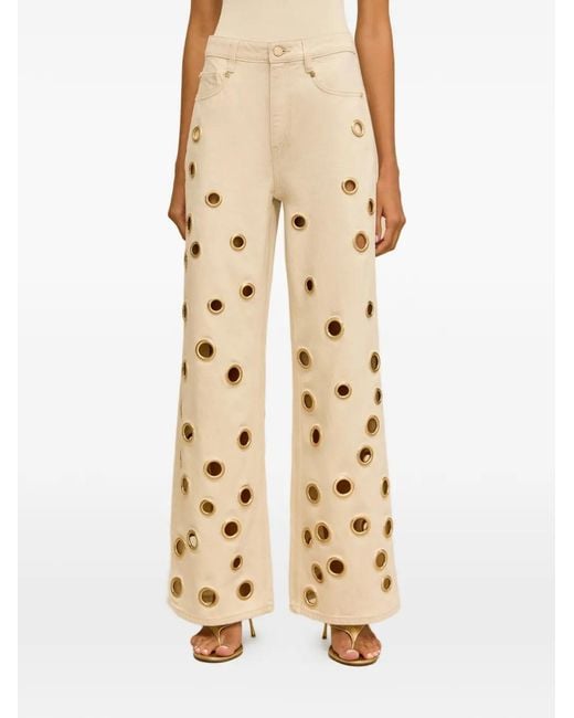 Cult Gaia Natural Jaiden Eyelet-Embellished Jeans