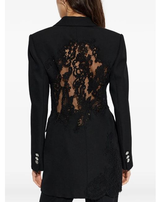 Versace Black Lace Double-Breasted Blazer