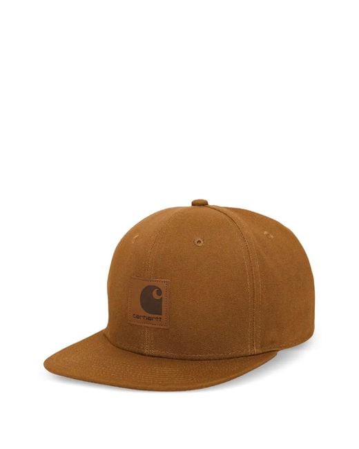 Carhartt Brown Logo-Patch Canvas Cap for men