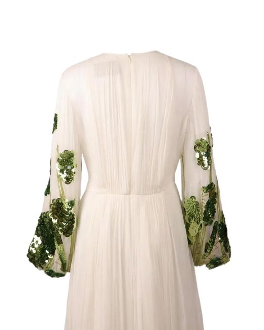Valentino Garavani White Sequin-Embellished Pleated Maxi Dress