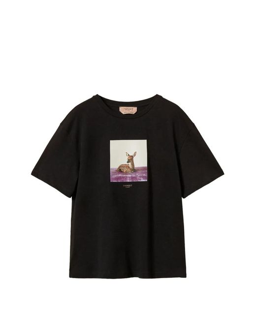 Twinset Black T-Shirt À Imprimé Graphique