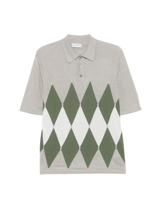 Ballantyne White Argyle-Pattern Polo Shirt for men