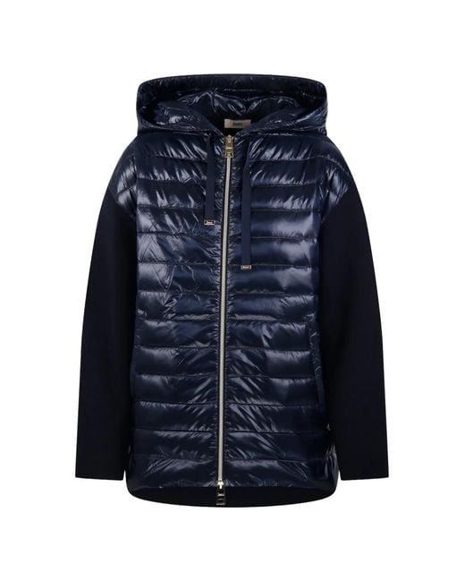 Herno Blue Hooded Quilted Coat