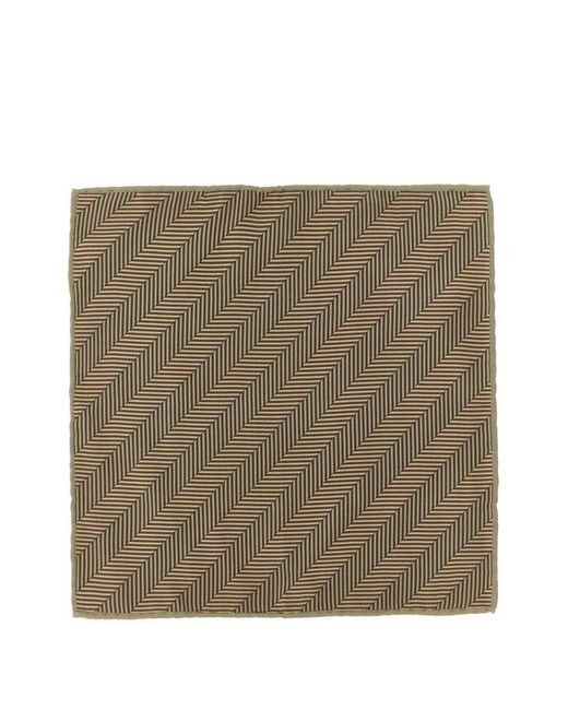Brunello Cucinelli Natural Chevron-Pattern Silk Pocket Square for men