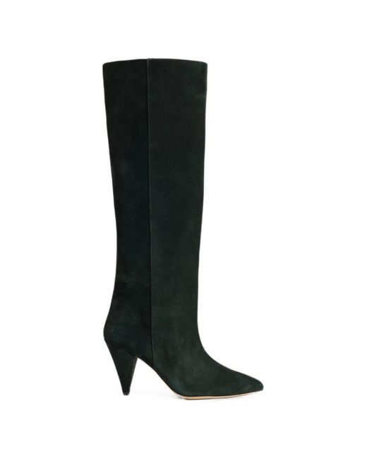 Essentiel Antwerp Black Pointed-Toe Slouched Knee-High Boots