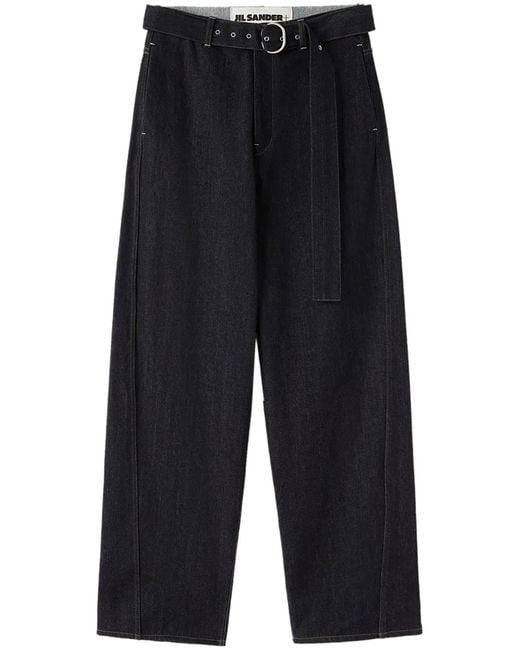 Jil Sander Blue Belted Mid-Rise Wide-Leg Jeans for men