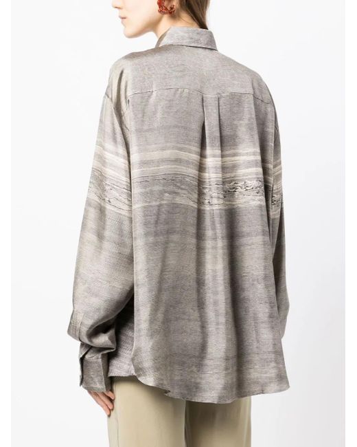 Pierre Louis Mascia Gray Graphic-Print Long-Sleeve Shirt