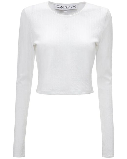 J.W. Anderson White Logo-Jacquard Cotton T-Shirt