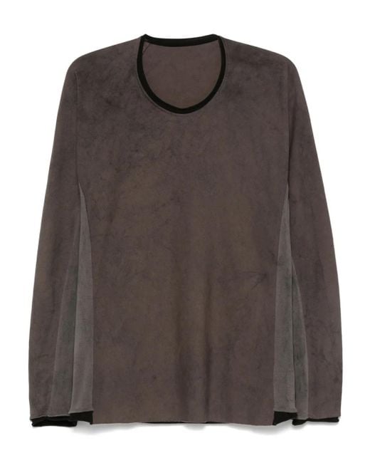 Layer Zero Brown Panelled Long-Sleeve T-Shirt for men