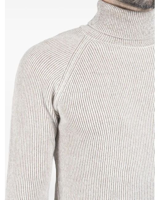 Moorer Gray Ribbed Turtleneck Sweater for men