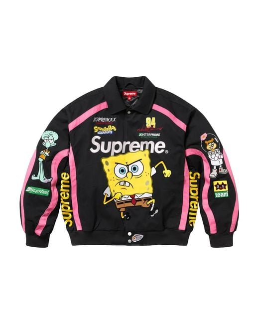 Supreme Blue X Spongebob Squarepants Jeff Hamilton Racing Jacket for men