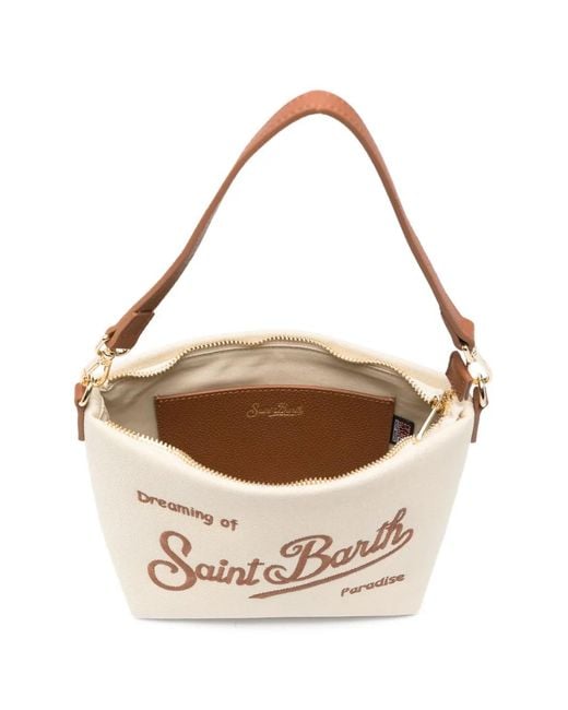 Mc2 Saint Barth White Aline Logo-Embroidered Tote Bag