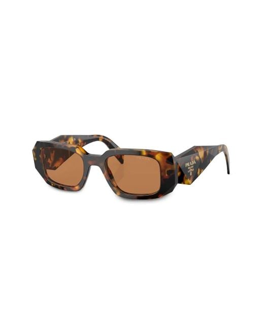 Prada Brown Symbole Rectangle-Frame Tortoise-Shell Sunglasses
