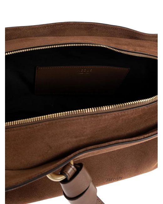 Neous Brown Handle Suede Tote Bag