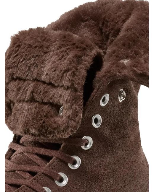 Converse Brown Chuck Taylor All Star Fold-Over Lift Platform Xhi Faux Fur Sneakers