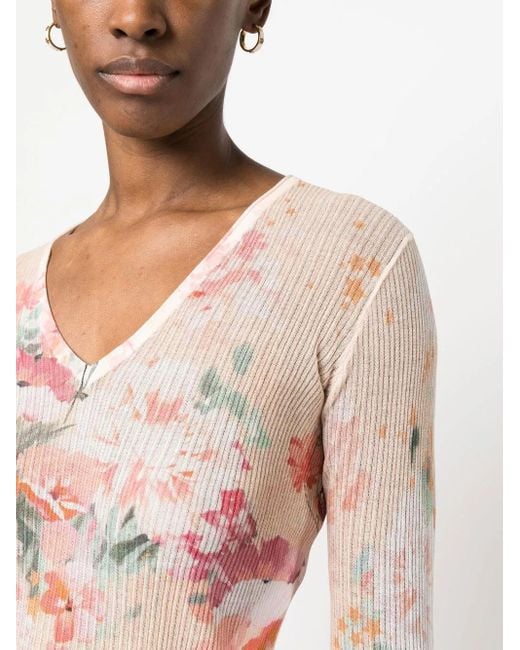 Twinset Pink Blouse Nervurée À Manches Longues