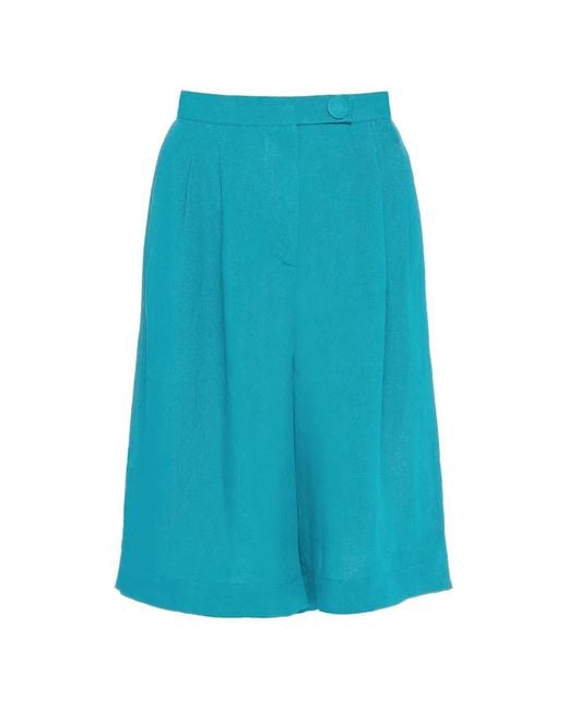 Eres Blue Pleated Bermuda Shorts