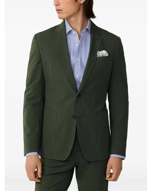Hackett Green Seersucker Patch-Pocket Jacket for men