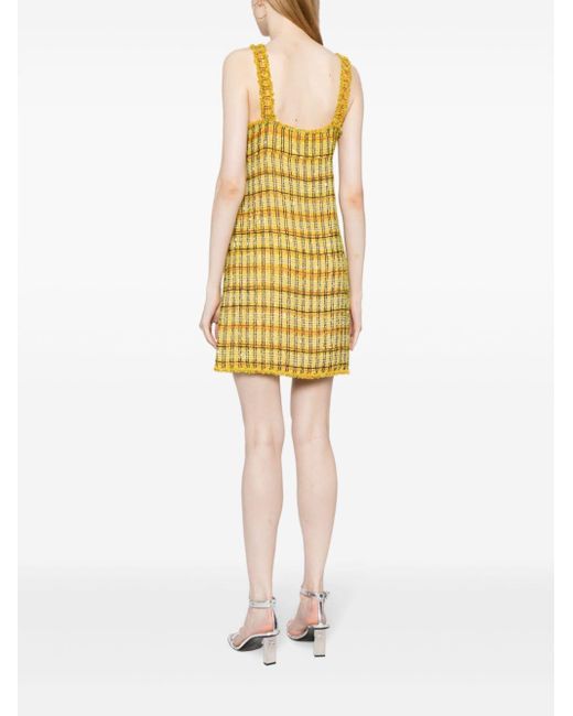 Ashish Yellow Bead-embellished Tweed Minidress