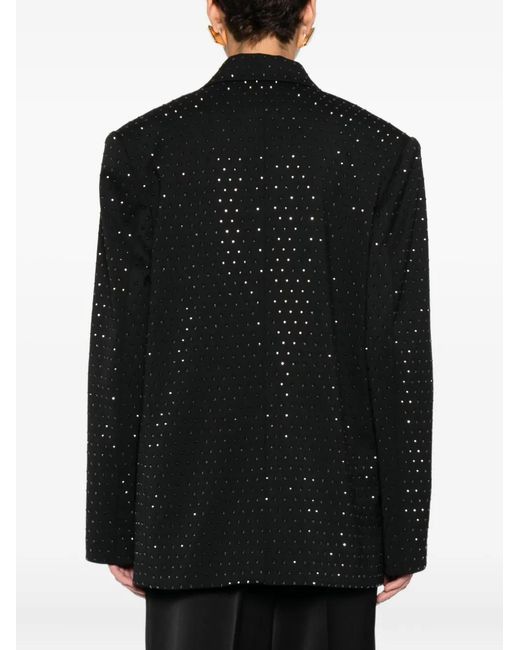 ANDAMANE Black Single-Breasted Crystal-Embellished Blazer