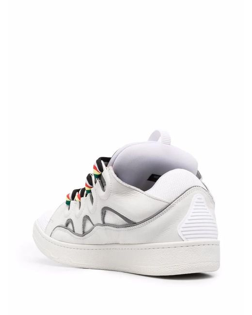 Lanvin White Curb Leather Trainers for men