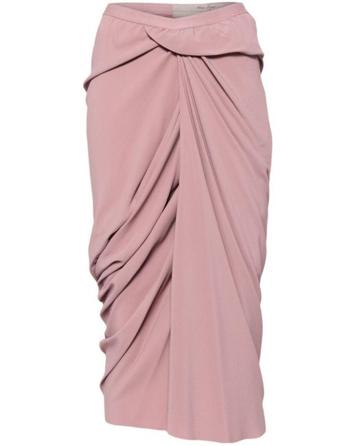 Rick Owens Pink Wrap Silk-blend Skirt