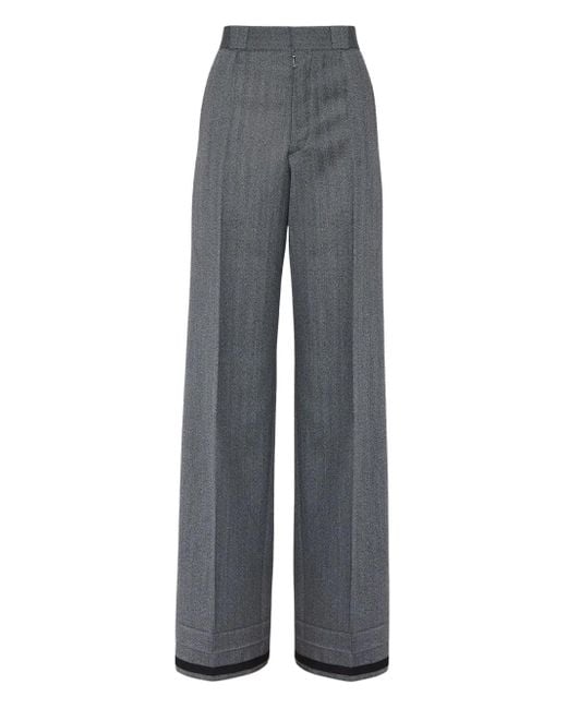 Maison Margiela Gray Tailored Wide-Leg Trousers With High Waist