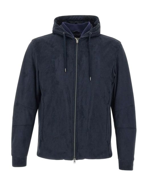 Herno Blue Tailored Coat With Zip-Up Front for men