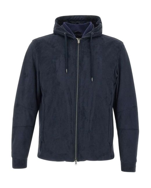 Herno Blue Tailored Coat With Zip-Up Front for men