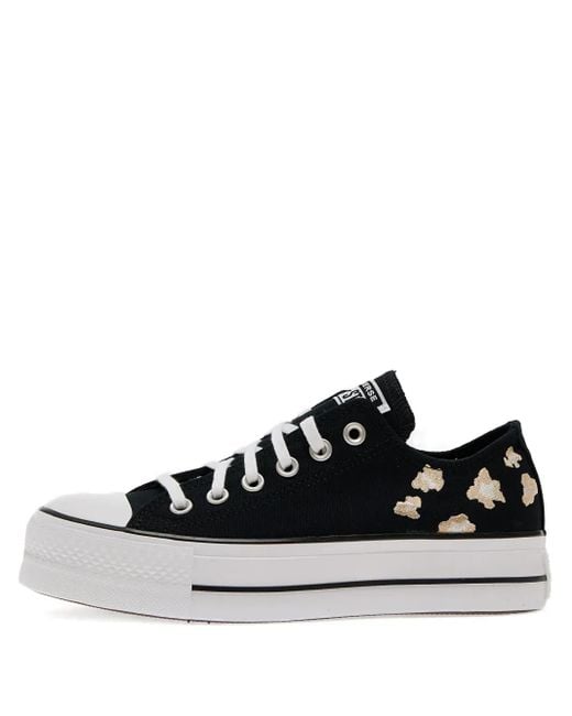 Converse Black Chuck Taylor Leopard-Print Platform Sneakers