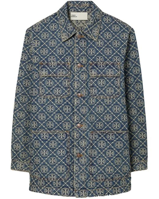 Tory Burch Blue Denim Cargo Jacket