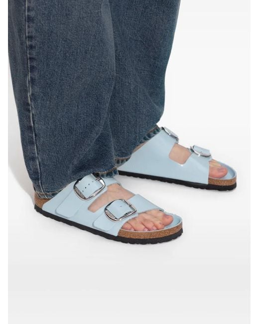 Birkenstock Blue Arizona Big Buckle Patent Leather Sandals