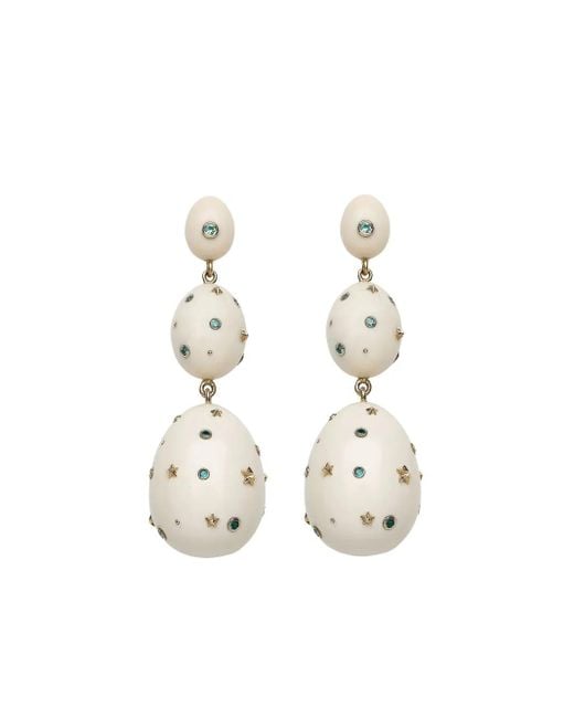 Bibi Van Der Velden White 18K Mammoth Sapphire Egg Earrings