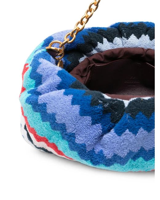 Missoni Blue Sponge Zig Zag Shoulder Bags