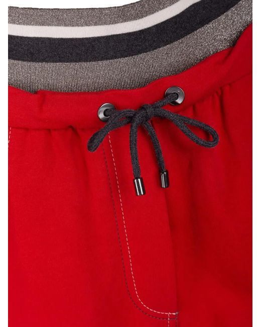 Brunello Cucinelli Red Lurex-Detail Track Pants