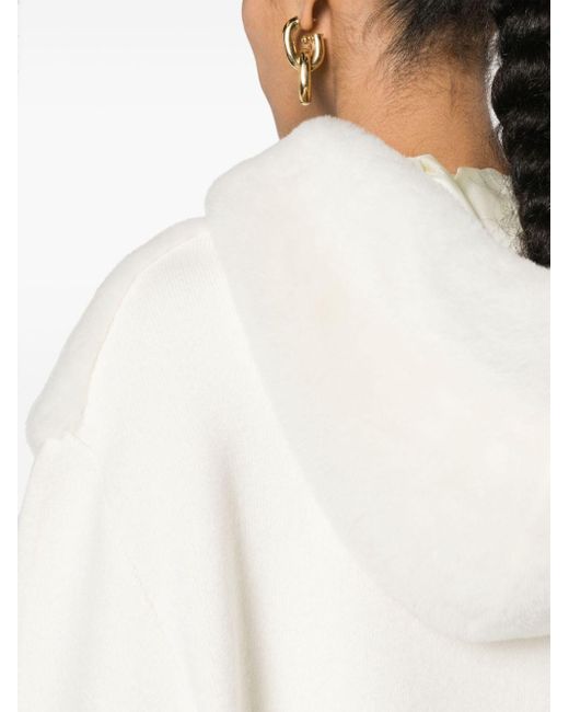 Prada White Shearling Panelled Hooded Jacket