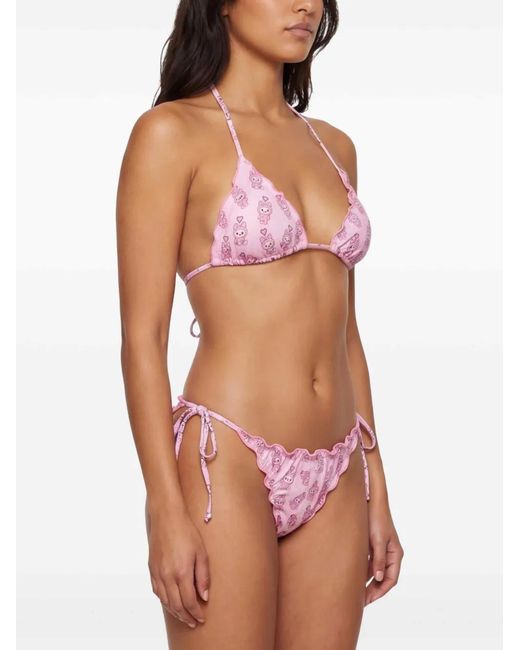 Mc2 Saint Barth Pink Ruffled-Trims Bikini