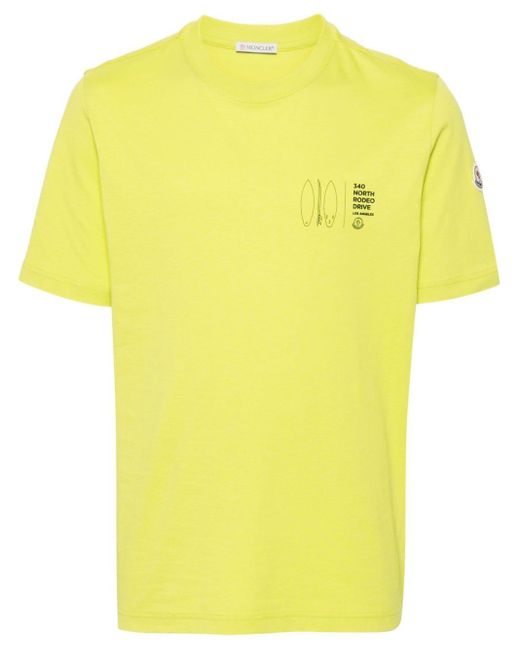 Moncler Yellow Surfboard-print Cotton T-shirt for men