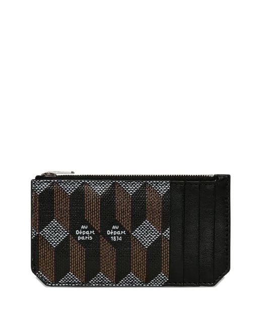 AU DEPART Black Geometric-Pattern Cardholder