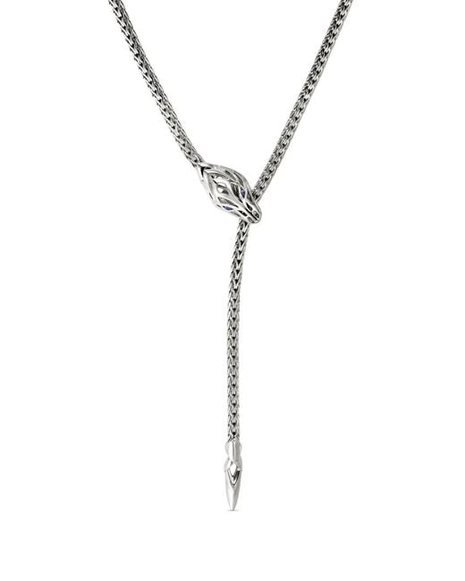 John Hardy Metallic Sterling Naga Lariat Sapphire Necklace