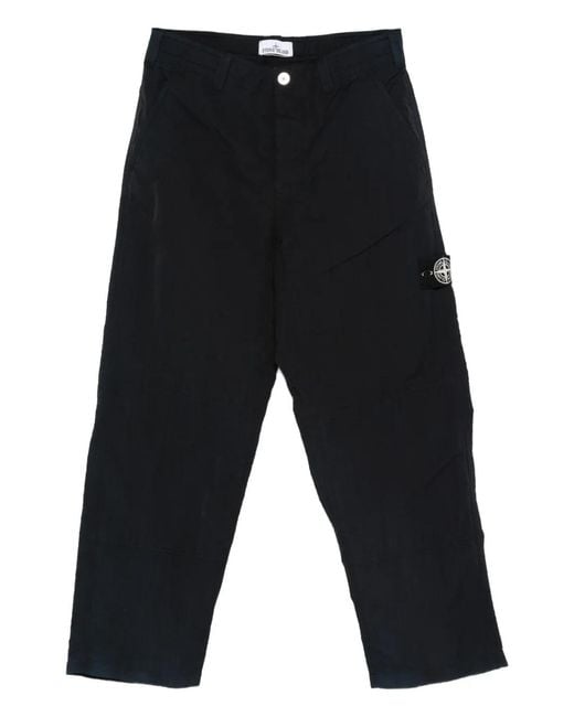 Pantalones con parche del logo Stone Island de hombre de color Black