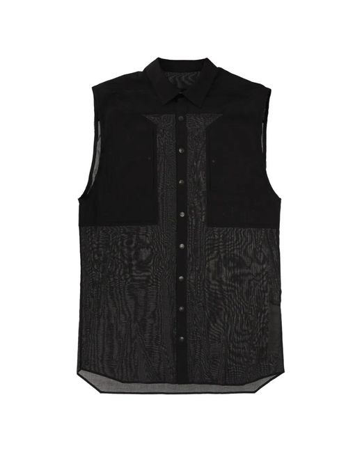 Rick Owens Black Chemise Sans Manches À Empiècement En Résille for men