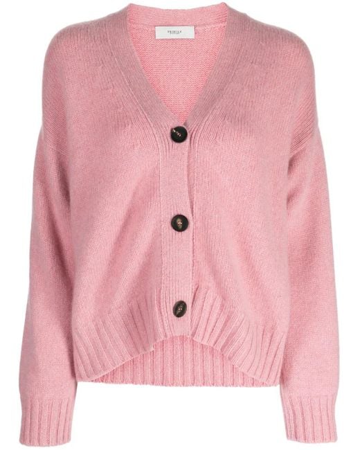 Pringle of Scotland Pink V-Neck Cashmere Cardigan